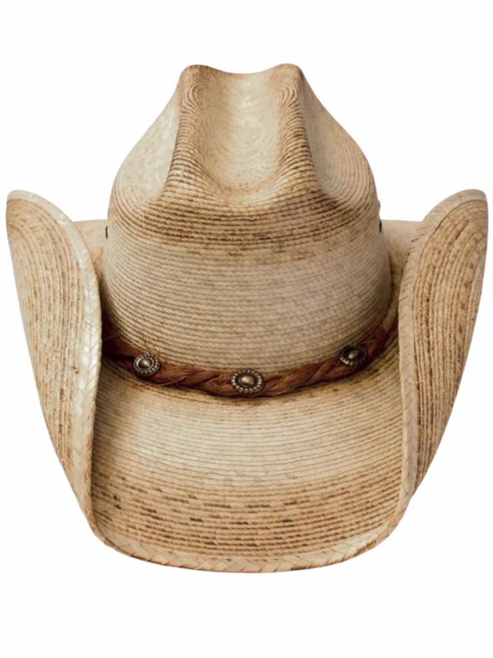 Western Express Palm Straw Cowgirl Cowboy Hat Brown Cattleman Curled Brim XL